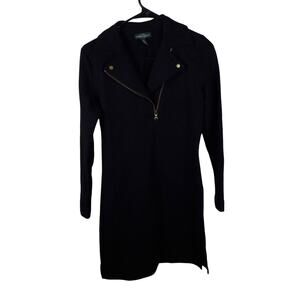 LRL Lauren Jeans Co. ¼ Zip Collared Cotton Dress | Black | Size XS